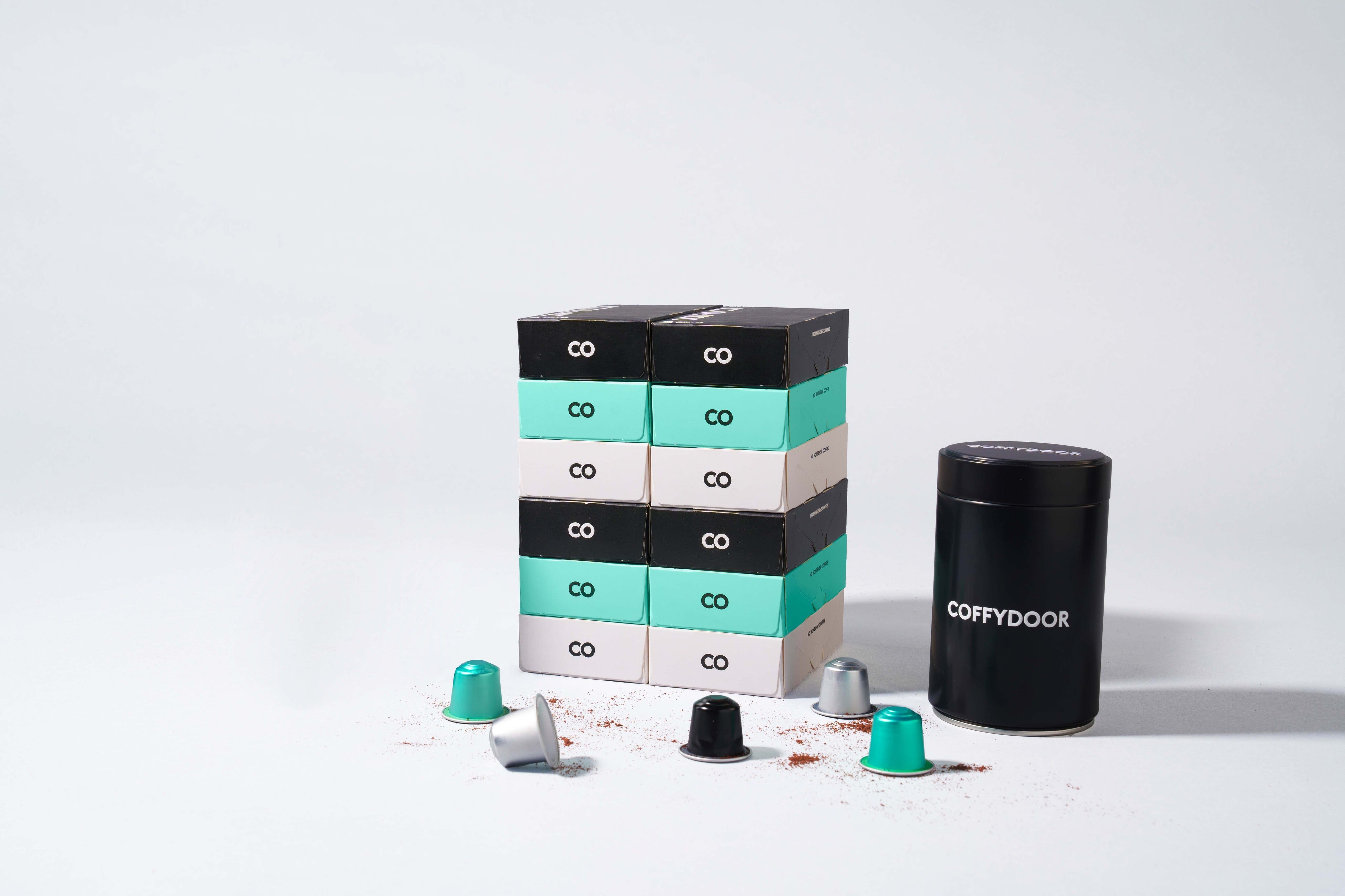 120 Nespresso®-kompatibla kapslar + Coffybox